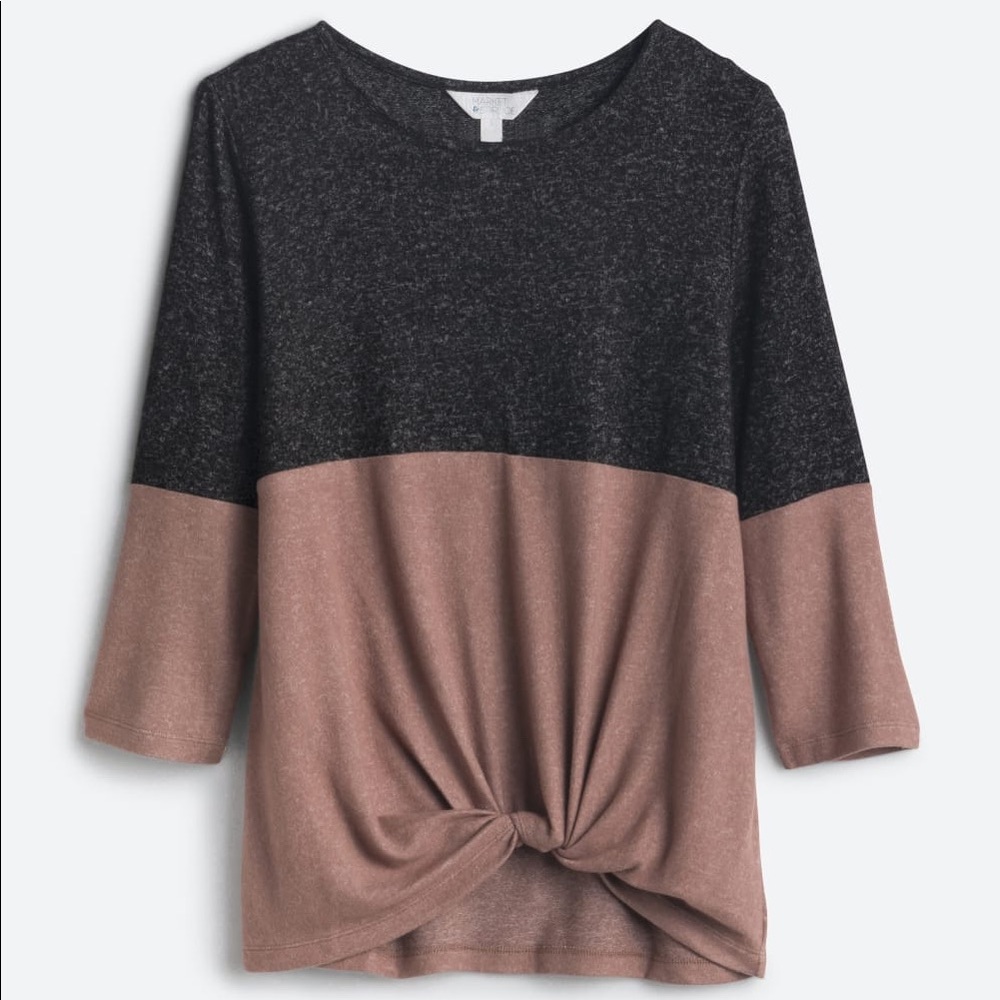 Market & Spruce - Samantha Front Twist Brushed Knit Top